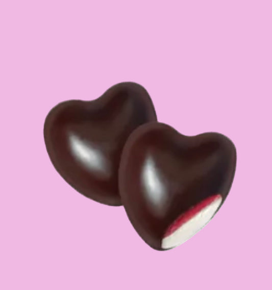 Cœur guimauve choco noir fourré framboise (lot de 3)